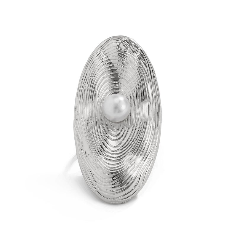 SHIXIN European and American Cross-Border Jewelry Irregular Hollow Woven Pearl-Style Alloy Open Ring - Niche Trendy Accessory - Image 5