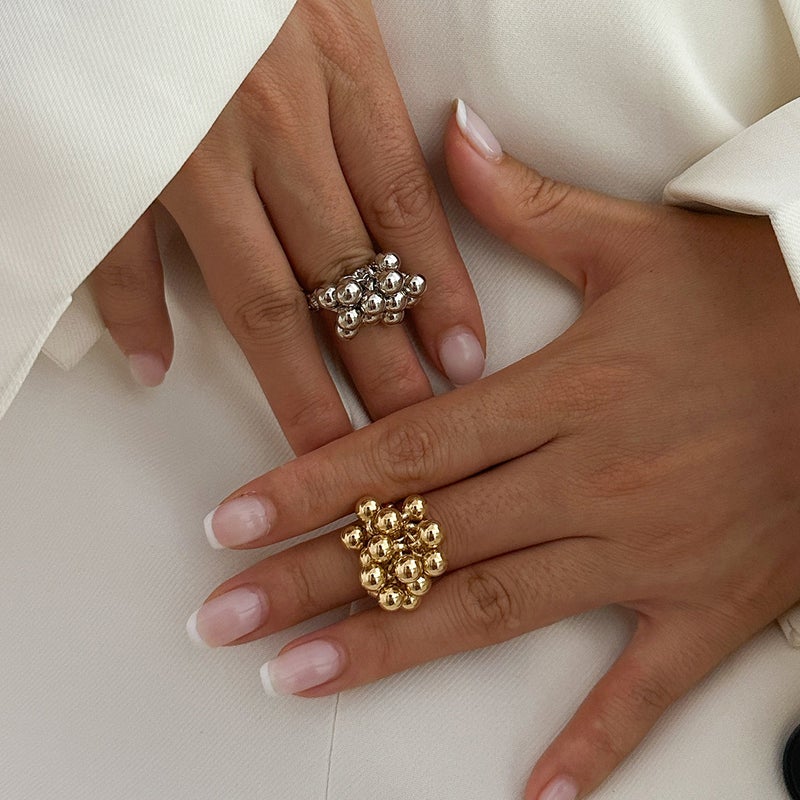 SHIXIN European and American Cross-Border Jewelry Irregular Hollow Woven Pearl-Style Alloy Open Ring - Niche Trendy Accessory - Image 4