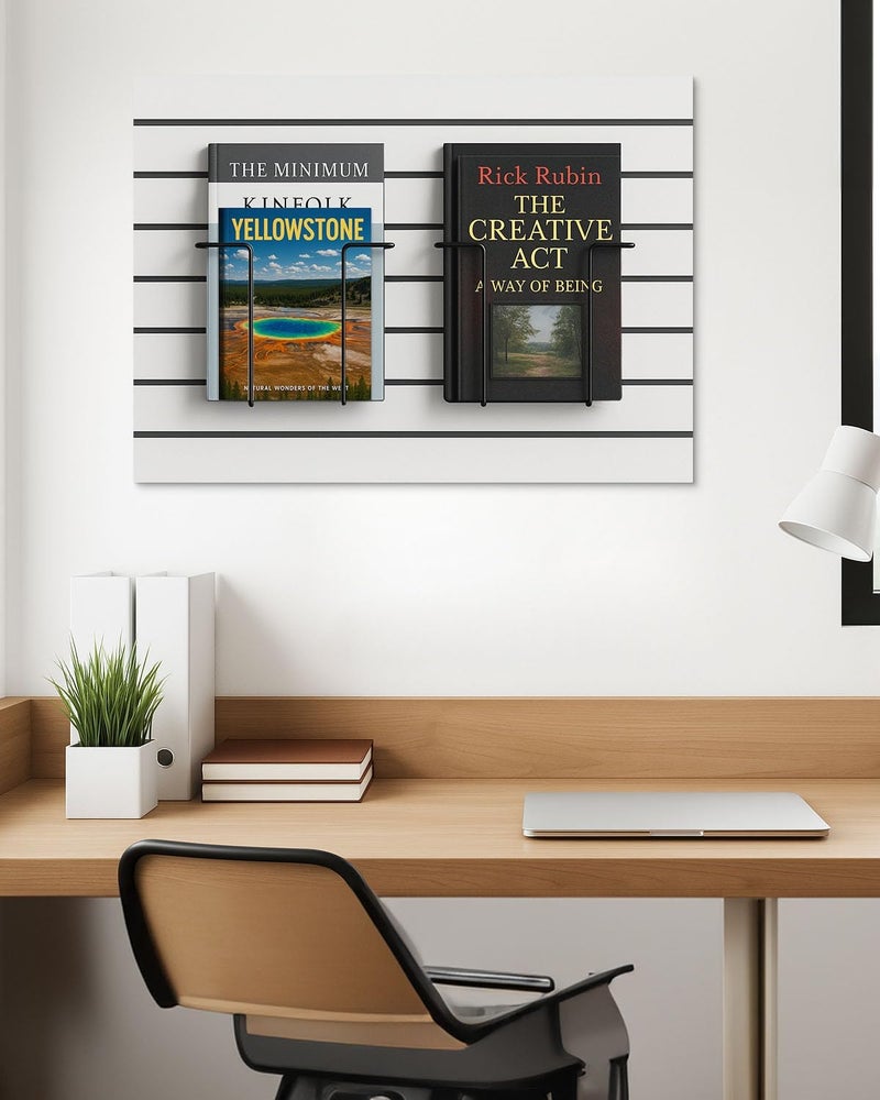 Alffun 4 Pair Adjustable Literature Display for Slatwall, Metal Wire Magazine Brochure Holder, Slatwall Shelf Accessories for Exhibitions, Trade Shows, Retail Stores, Home & Offices - Image 4