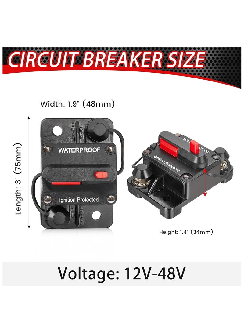SOLARAE 50 Amp Circuit Breaker DC 12V-48V/50A Circuit Breaker Waterproof Inline Fuse Inverter with Manual Reset Switcher for Boat Trolling Motor/Marine ATV/Vehicles Stereo Audio/Battery/Solar System - Image 5