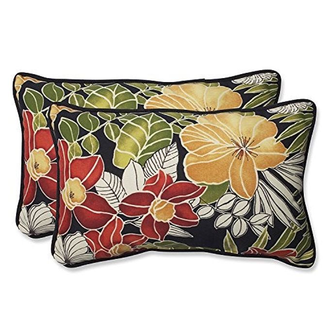 Pillow Perfect Tropic Floral Indoor/Outdoor Accent Throw Pillow, Plush Fill, Weather, and Fade Resistant, Lumbar 11.5" x 18.5" , Black/Green Clemens, 2 Count - Image 4