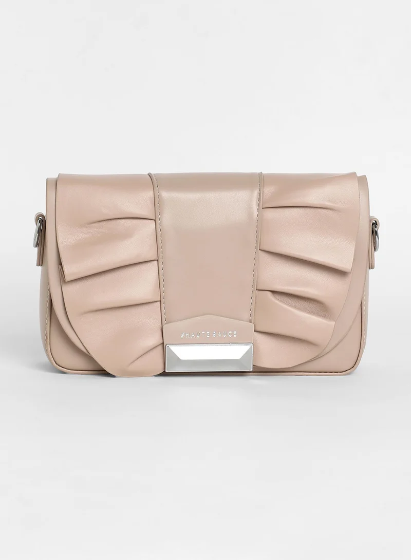 Haute Sauce Women's The Ruched Sling Bag - Beige