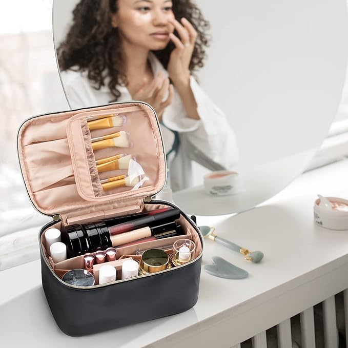 Ethereal Travel Makeup Bag Portable Cosmetic Bag with Makeup Brush Organiser Large Capacity Make up Case WaterResistant Toiletry Bag for Women Travel Essentials - Image 5
