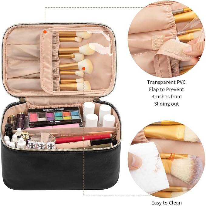 Ethereal Travel Makeup Bag Portable Cosmetic Bag with Makeup Brush Organiser Large Capacity Make up Case WaterResistant Toiletry Bag for Women Travel Essentials - Image 2