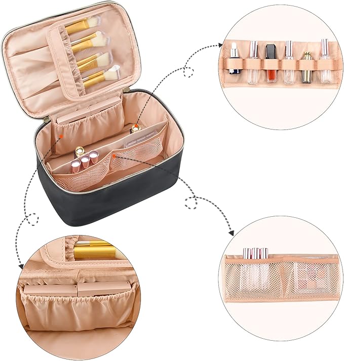 Ethereal Travel Makeup Bag Portable Cosmetic Bag with Makeup Brush Organiser Large Capacity Make up Case WaterResistant Toiletry Bag for Women Travel Essentials - Image 4