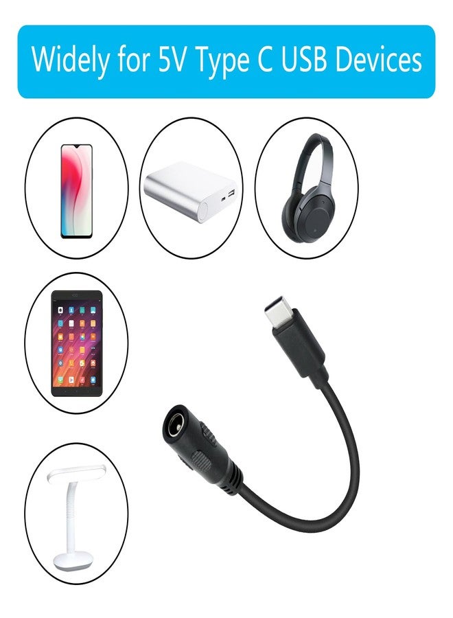 Maixbomr Short DC 5.5mm x 2.1mm to USB C Power Cord 6inch, DC 5521 Female to USB Type C Male Plug 5V 3A Power Charging Cable Extension Cord, for LED Desk Lamp, Small Fan Etc Other USB Type C Equipment (2Pcs) - Image 4