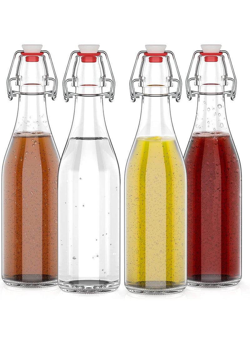Leeonz Leeonz® 500ML Swing Top Glass Bottles with Caps, Clear Glass Bottle for Kombucha Fermenting, Beer Brewing, Juicing, Wine, Milk or Eggnog (Pack of 4)  - Image 1