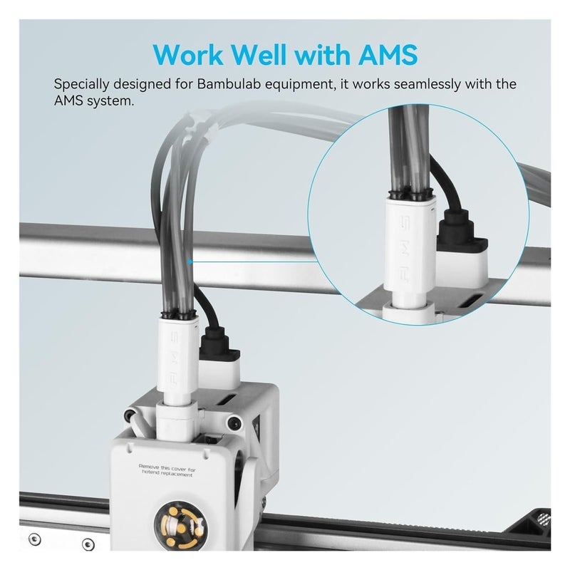 أنبوب PTFE أبيض 8مم 1.75مم خيط مع قاطع لـ Bambu Lab A1 P1P P1S X1C - Image 5