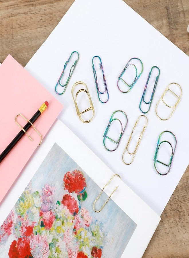 Bremorou Metal Pen Clips 12 Pack Stainless Steel Pencil Holder Clips, Paperclip Pen Holder Inserts Paper Clip Bookmarks For Notebooks Journals And Office School Supplies Gold Rainbow - Image 5