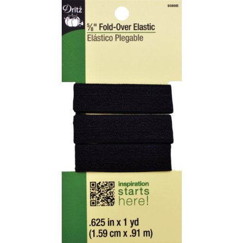 Dritz Dritz 9389-BLK Fold-Over Elastic, 5/8 by 1-Inch, Black - Image 1