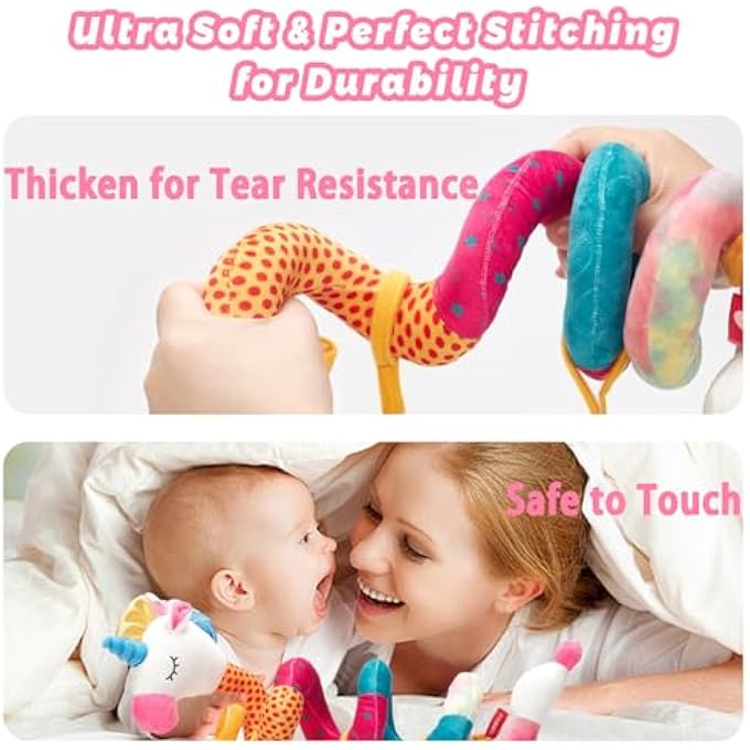 CAR SEAT TOYS FOR BABIES BOY GIRL - BABY TOYS 3-6 MONTHS - RATTLE, MIRROR, CRINKLE, SQUEAKY CARSEAT STROLLER TOYS DEVELOPMENTAL NEWBORN BABY GIRL GIFTS - Image 5