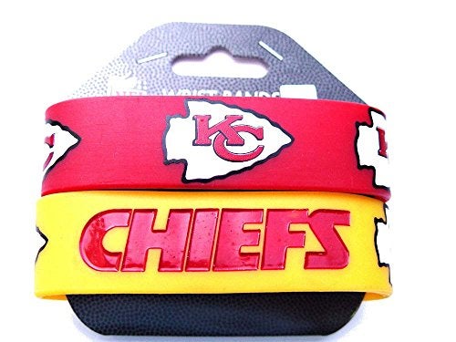 aminco everything else Silicone Rubber Set, 2-Pack sports fan bracelets, Team Color, Kansas City Chiefs US - Image 1
