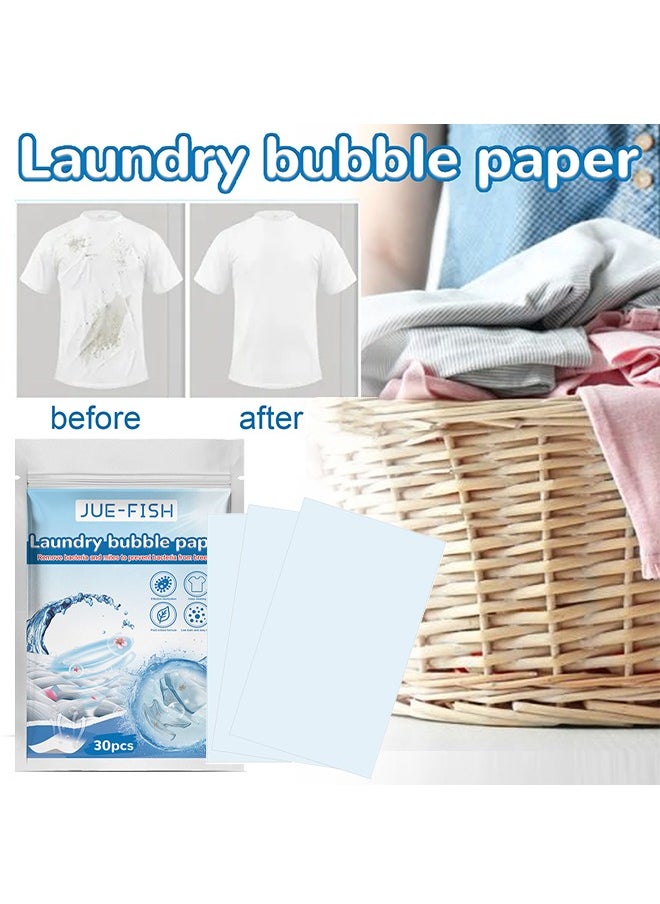 JUE-FISH Laundry Bubble Paper, Cleaning And Stain Removing Concentrated Laundry Tablets Long Lasting Fragrance Preserving Clothing Whitening 30 Pcs  - Image 1