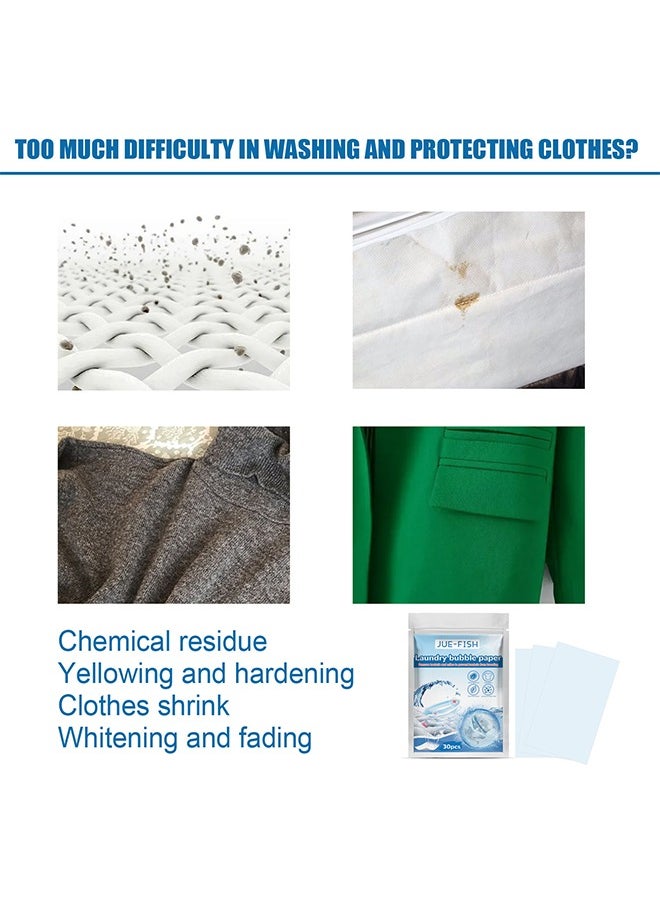 JUE-FISH Laundry Bubble Paper, Cleaning And Stain Removing Concentrated Laundry Tablets Long Lasting Fragrance Preserving Clothing Whitening 30 Pcs  - Image 3