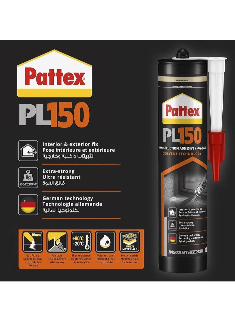 Pattex PL150 Glue Kit (3 Pieces) - Professional Solvent Technology Construction Adhesive - Superior Strength & Weather Resistant - For Indoors & Outdoors - Image 4