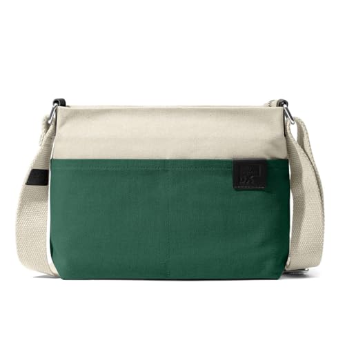 DailyObjects Unisex All Sunday Sling Crossbody Bag |Cotton Canvas Purse With Slip Pockets | Zip Closure | Storage Space For Essentials | Relaxed Shoulder Handbag | Handcrafted Ivory-Green - Image 1