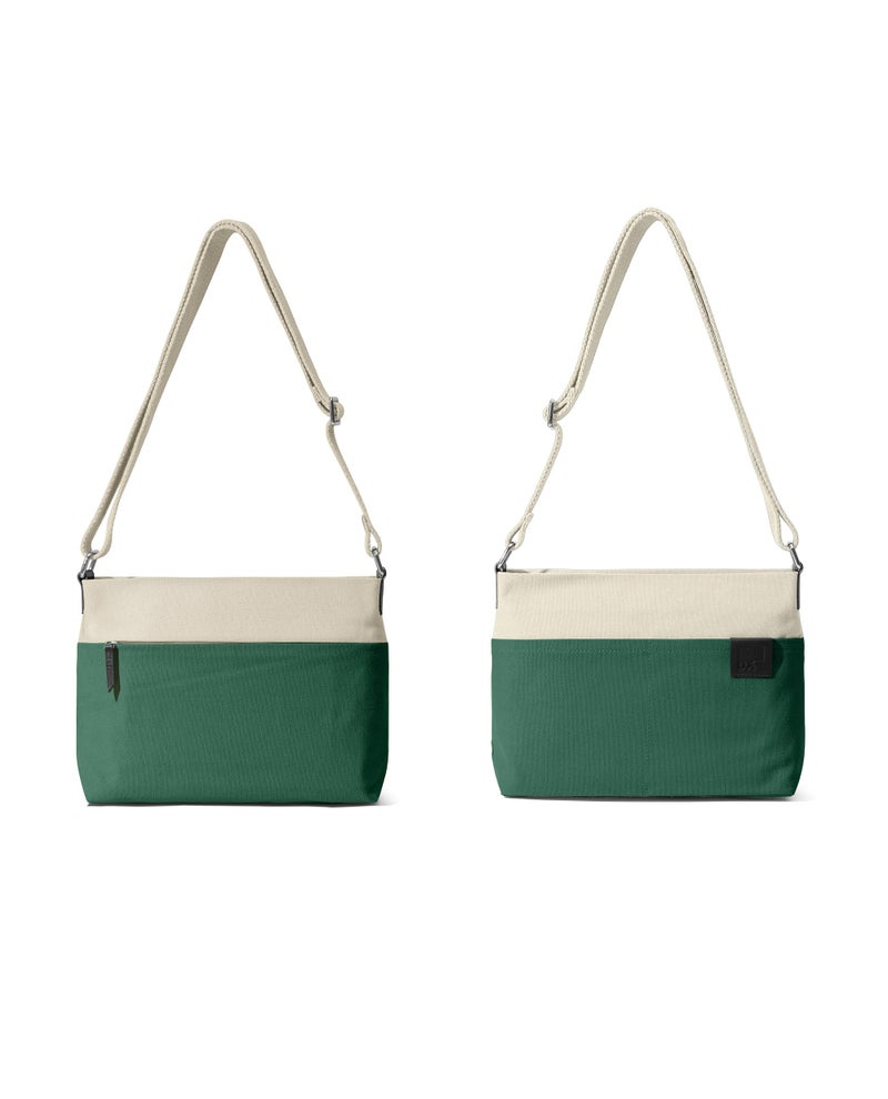 DailyObjects Unisex All Sunday Sling Crossbody Bag |Cotton Canvas Purse With Slip Pockets | Zip Closure | Storage Space For Essentials | Relaxed Shoulder Handbag | Handcrafted Ivory-Green - Image 2