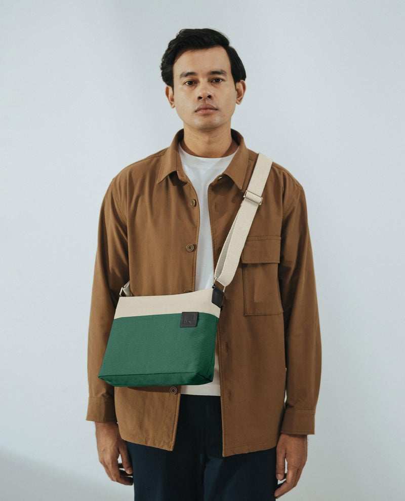 DailyObjects Unisex All Sunday Sling Crossbody Bag |Cotton Canvas Purse With Slip Pockets | Zip Closure | Storage Space For Essentials | Relaxed Shoulder Handbag | Handcrafted Ivory-Green - Image 4