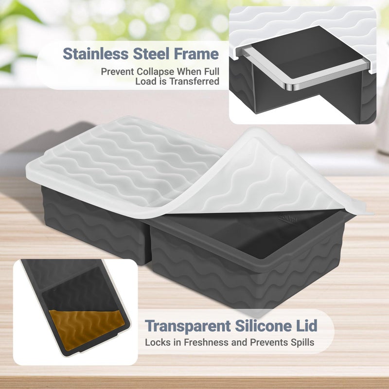 Aopigavi Silicone Freezer Tray with Lid â€“ 2-Cup Soup Freezer Container Molds, Large Ice Cube Trays for Freezing Soup, Sauce & Broth, Meal Prep & Food Storage â€“ Oven & Dishwasher Safe, 2-Pack - Image 4
