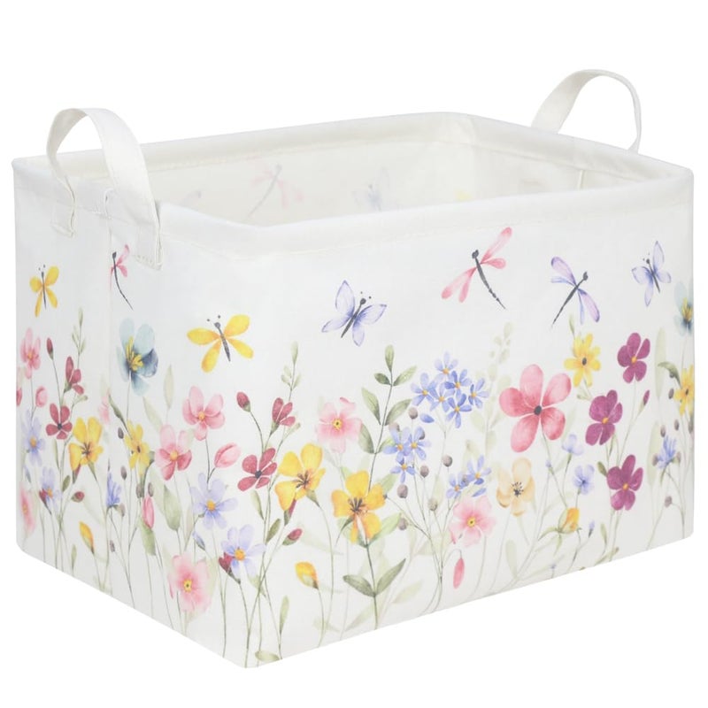FXOCSHE Boho Flower Nursery Basket,Waterproof collapsible storage box,Fall Wildflower Floral Dandelion Storage Bin,Plant Butterfly baby girl gift basket,Girls Bedroom Boho Flower Decor(Dandelion) - Image 1