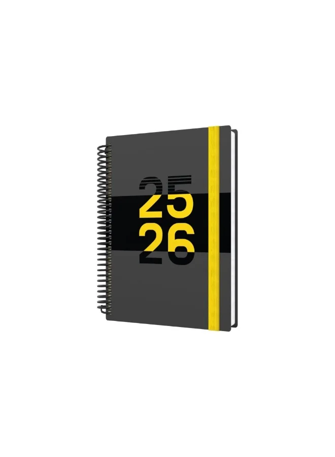 Collins Collins A5 Delta 14 Month Mid/Academic Year Planner, July 2025-August 2026 - FP51M.45-2526 -Day-to-Page Appointments Diary, A5 Wiro Bound Cover, Yellow