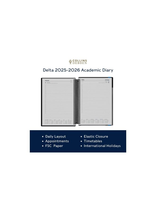 Collins Collins A5 Delta 14 Month Mid/Academic Year Planner, July 2025-August 2026 - FP51M.45-2526 -Day-to-Page Appointments Diary, A5 Wiro Bound Cover, Yellow  - Image 5