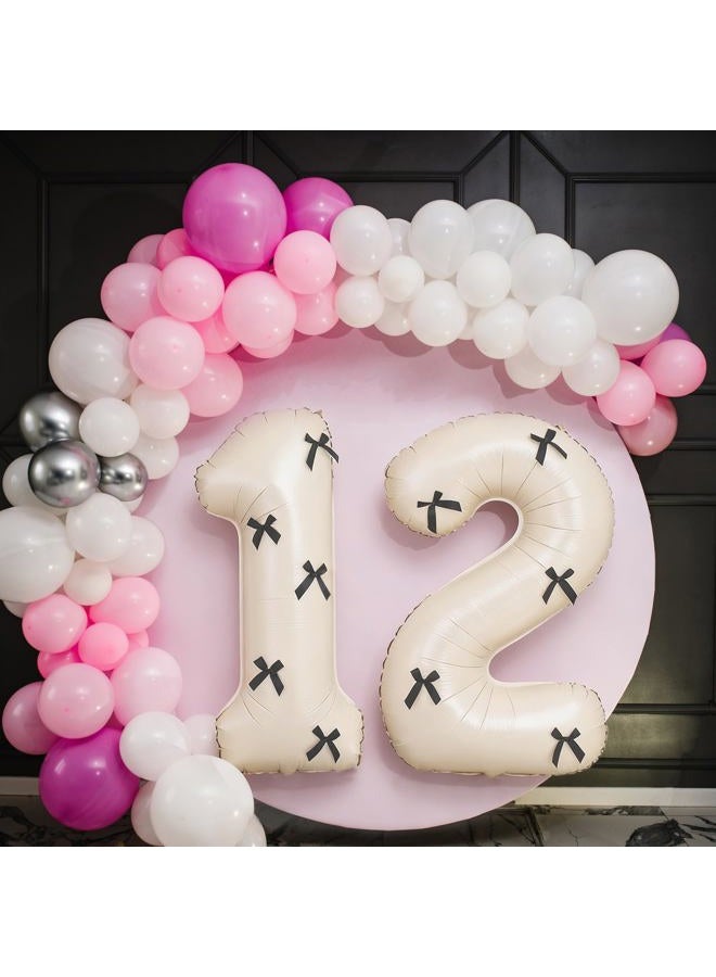 PJPSAA 40 Inch Number Balloons with Bow Coquette Birthday Decorations Giant Number 1 Foil Balloon For Girl's Bow Birthday Party, Anniversary, Wedding, Proposal, Graduation Decor - Image 4