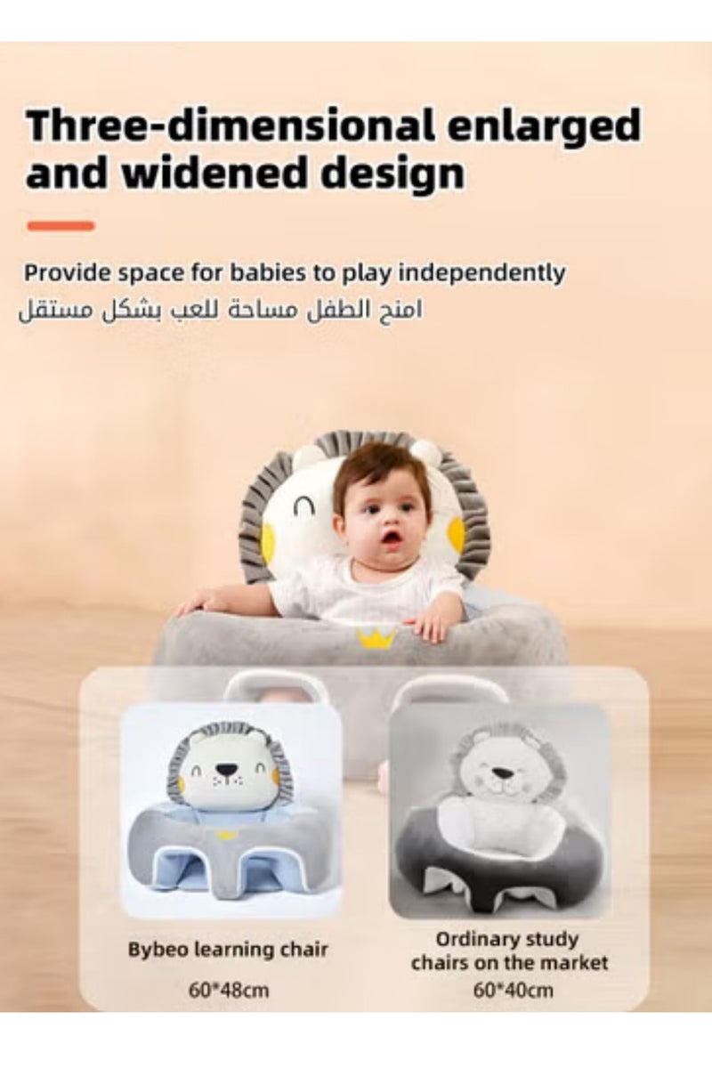 دوكو مقعد دعم للجلوس للأطفال، كرسي تعلمي للرضع يحمي الرأس - مصنوع من نسيج كريستالي مسامي، ومحشو بقطن الريش، هدية مثالية للطفل الصغير لتعلم الجلوس - Image 4