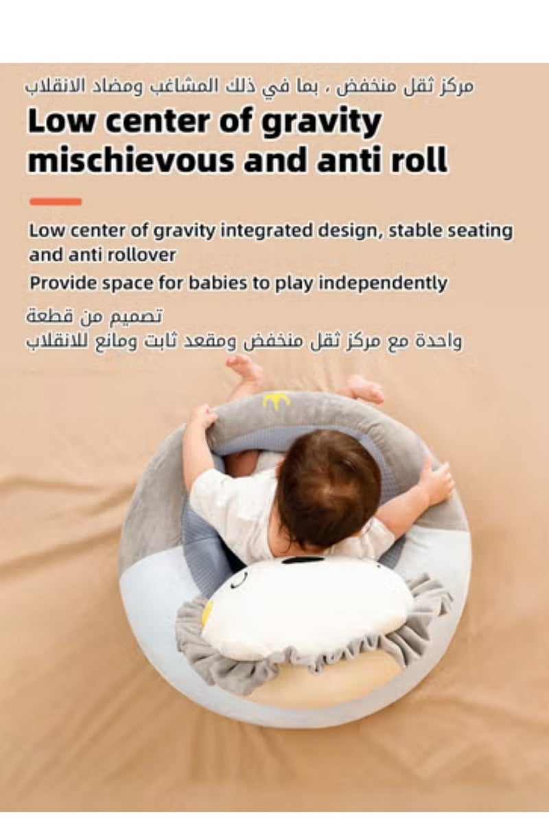 دوكو مقعد دعم للجلوس للأطفال، كرسي تعلمي للرضع يحمي الرأس - مصنوع من نسيج كريستالي مسامي، ومحشو بقطن الريش، هدية مثالية للطفل الصغير لتعلم الجلوس - Image 5