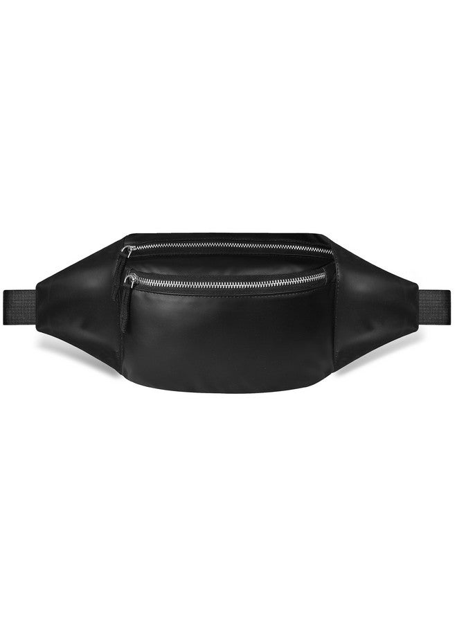 Syutm Dvau Metal Zip Unisex Premium Leather Waist Pack Multi Pocket Travel Handy Hiking Zip Pouch Elegant Style Document Money Phone Belt Sport Bag for Men and Women Adjustable Strap (Charcole Black) - Image 1