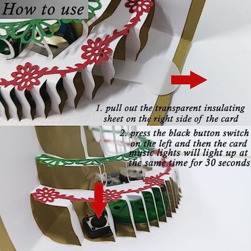 3D Birthday Cards, Folded Cake Greeting Card Warm LED Light Postcards Happy Birthday Music Pop Up Cards with Button Control, Gifts for Mom, Wife, Lover, Sister, Boy, Girl, and Friends 1 pack - Image 4