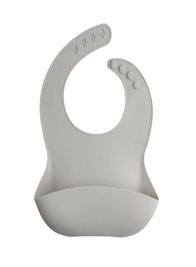 SGMVK Silicone Baby Bib for Babies & Toddlers 6–36 Months, Waterproof BPA Free Feeding Bib with Adjustable Neck Strap, Food Catcher Pocket, Soft Washable Reusable Bib for Boys & Girls (BIB GREY) - Image 1