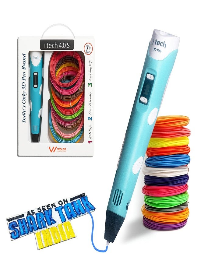 WOL 3D WOL3D iTech Blue Magic 3D Pen with 12 Color PLA Filament Set, OLED Display, Adjustable Speed, Temperature Control, USB Powered 3D Printing Drawing Pen for Kids, Adults, DIY Art & Crafts - Image 1