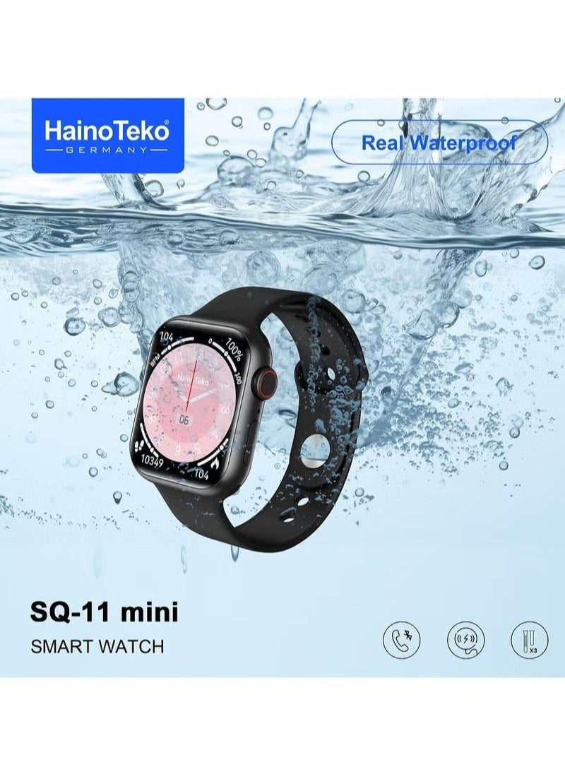 Haino Teko SQ11 Mini Smart Watch with Full Screen AMOLED Display, Real Waterproof, 3 Pair Straps for Ladies and Gents – Stylish, Fitness Tracker, Heart Rate Monitor, Sleek Black Design, Long Battery Life, Multi-functional Features  - Image 4