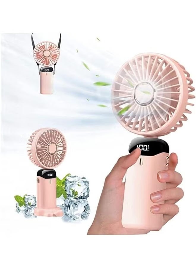 FASHION Portable Handheld Fan Quiet Mini Fan 2400 mAh USB Rechargeable Personal Fan Battery Operated Table Fan with 5 Speeds for Home Travel Commute Makeup Office  - Image 1