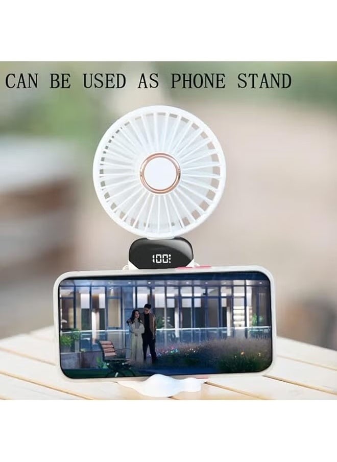 FASHION Portable Handheld Fan Quiet Mini Fan 2400 mAh USB Rechargeable Personal Fan Battery Operated Table Fan with 5 Speeds for Home Travel Commute Makeup Office  - Image 4