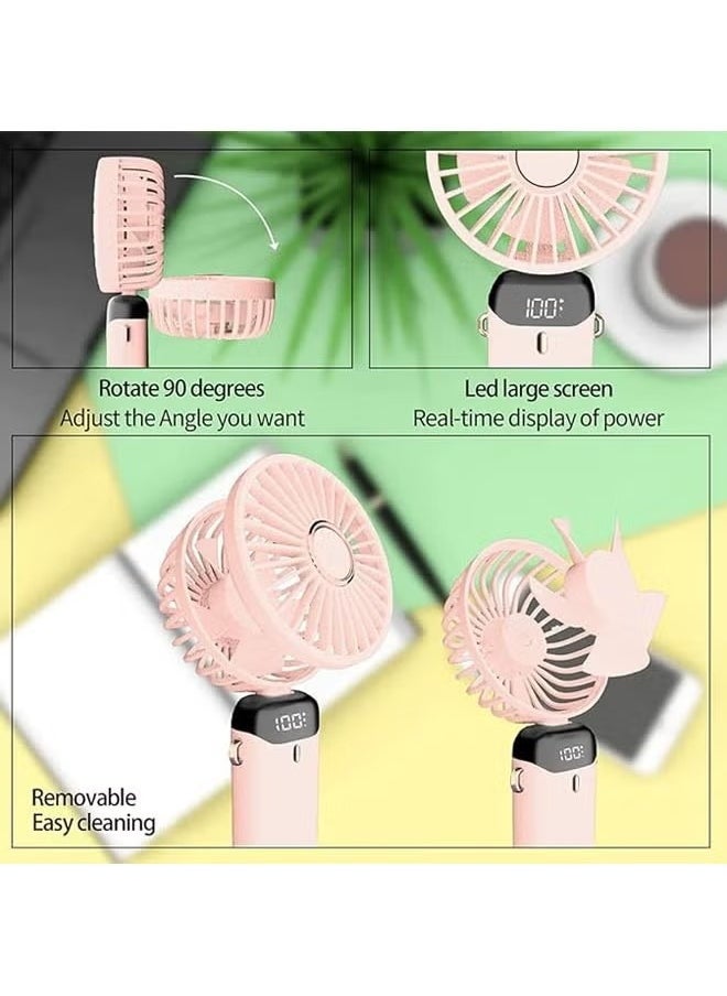 FASHION Portable Handheld Fan Quiet Mini Fan 2400 mAh USB Rechargeable Personal Fan Battery Operated Table Fan with 5 Speeds for Home Travel Commute Makeup Office  - Image 5