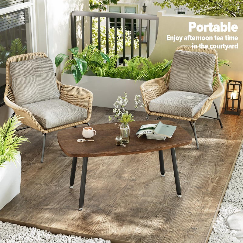 WOHOMO Folding Coffee Table for Small Spaces, No Assembly Farmhouse Portable Living Room Table, Walnut 39.3x19.6x17.7 Inch - Image 4