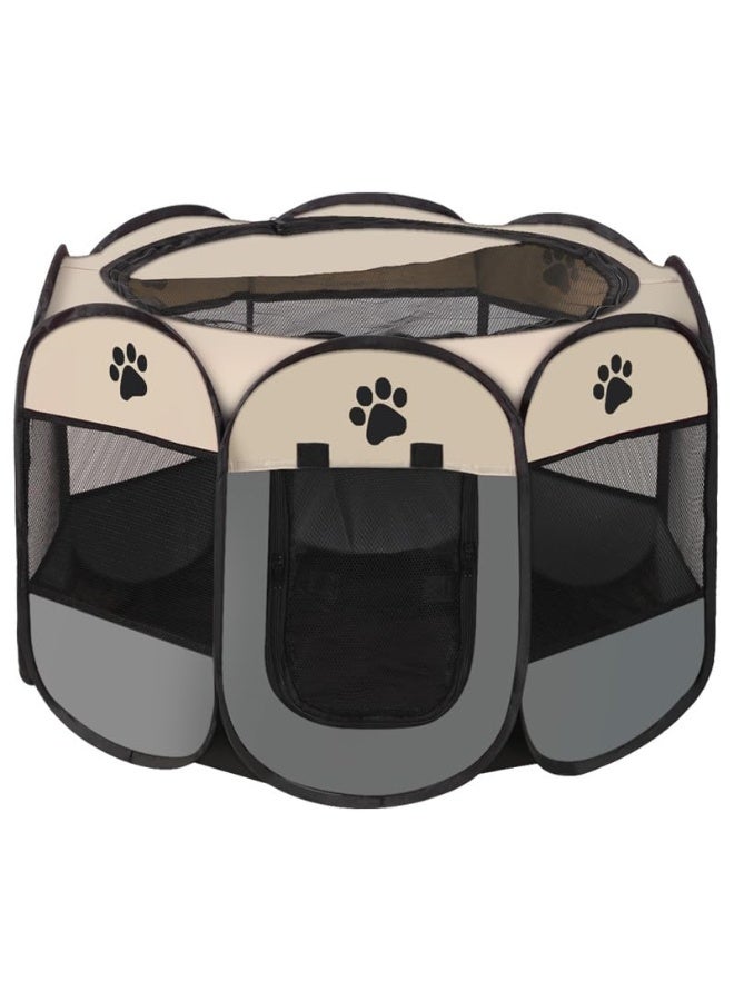 HOOKOR Pet Playpen, Foldable Dog Playpen, Portable Puppy Playpen, Octagon Pet Tent, Collapsible Kennel Pen for Puppy/Cat/ /Hamster (Grey, L, 8) - Image 1