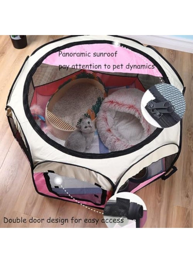 HOOKOR Pet Playpen, Foldable Dog Playpen, Portable Puppy Playpen, Octagon Pet Tent, Collapsible Kennel Pen for Puppy/Cat/ /Hamster (Grey, L, 8) - Image 3