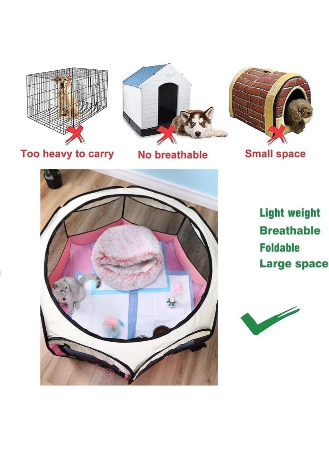 HOOKOR Pet Playpen, Foldable Dog Playpen, Portable Puppy Playpen, Octagon Pet Tent, Collapsible Kennel Pen for Puppy/Cat/ /Hamster (Grey, L, 8) - Image 2