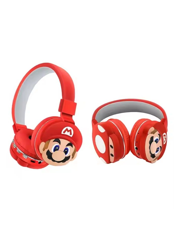 ماريو سماعات رأس لاسلكية ماريو  للأطفال، سماعات رأس بلوتوث لطيفة للأولاد والبنات مع ميكروفون - Image 2