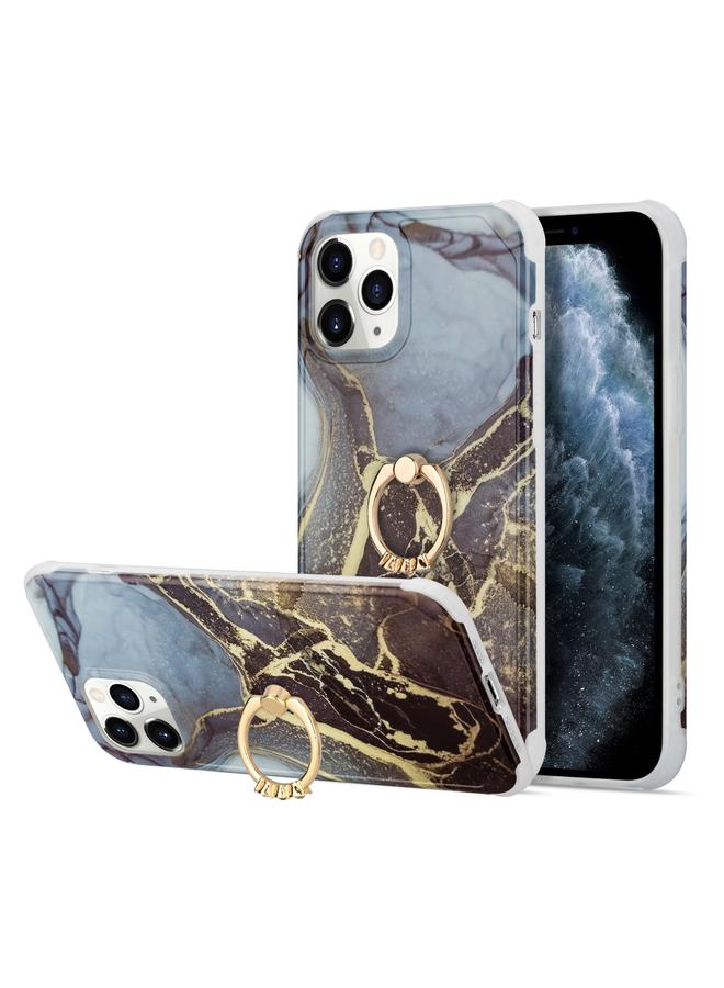 اس-توب جراب لهاتف iPhone 13 Pro لهاتف iPhone 13 Pro جراب خلفي مقاوم للصدمات من الرخام الذهبي المتدفق بأربع زوايا مع حلقة معدنية من حجر الراين - Image 1