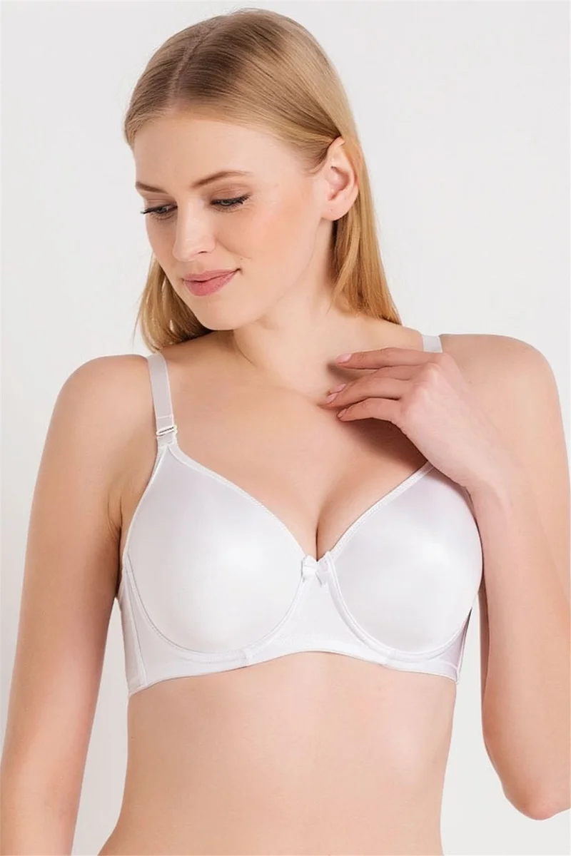 ماجيك فورم 5738 Women's White Plain Fabric Thin Sponge Full Cup Gathering Bra