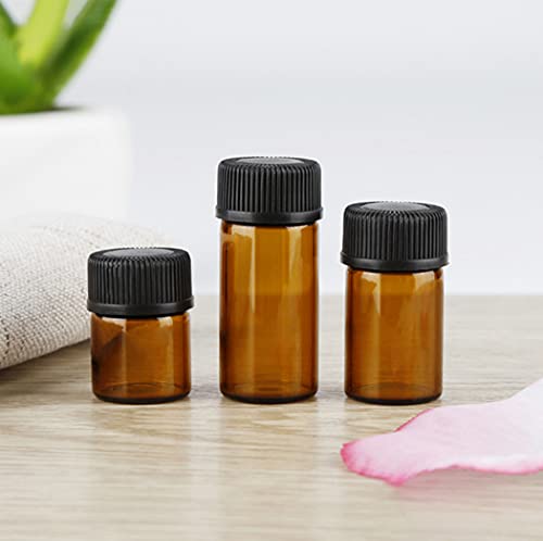 AFMNQZ 50Pack Set 2ML Amber Glass Bottle with Orifice Reducer and Cap Small Essential Oil Vials (2ML) - Image 3
