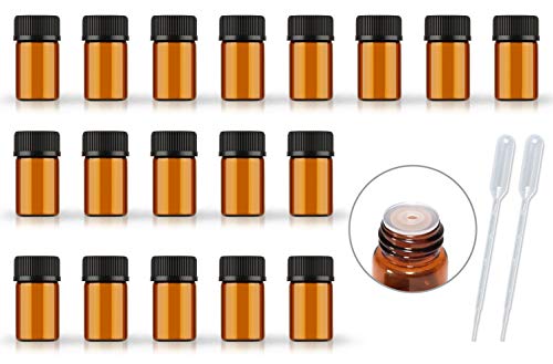 AFMNQZ 50Pack Set 2ML Amber Glass Bottle with Orifice Reducer and Cap Small Essential Oil Vials (2ML) - Image 1