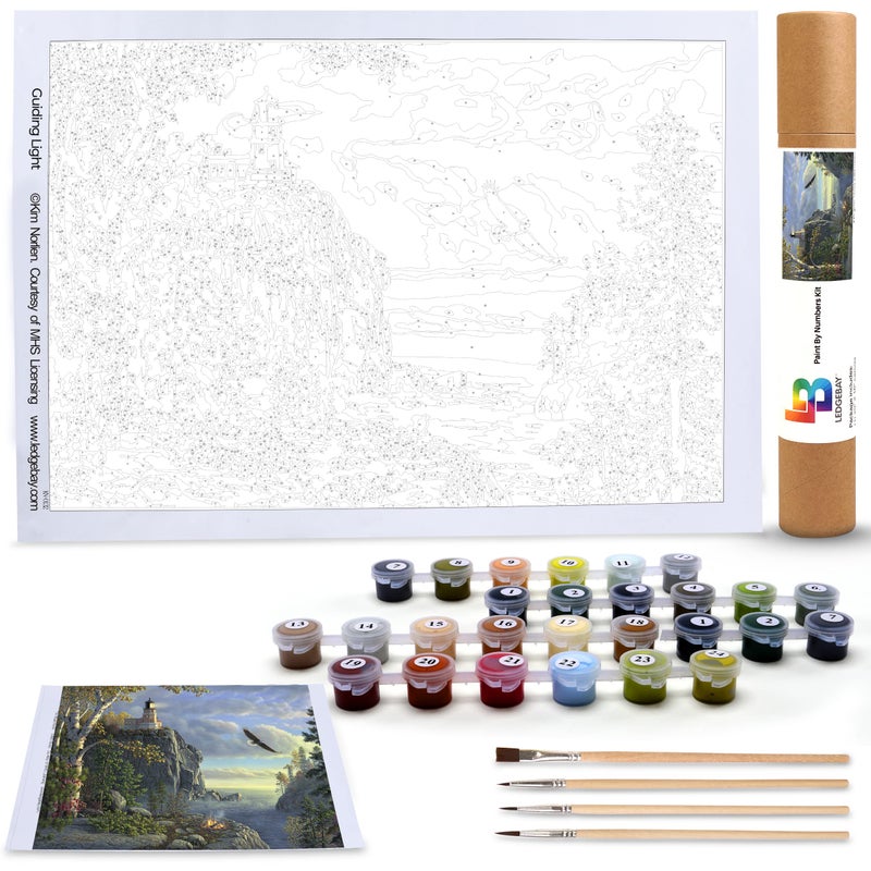 Ledgebay DIY Paint by Numbers Kit for Adults Unframed Canvas: Beginner to Advanced Paint by Numbers Kit Kits Include Acrylic Paint Set 4 Brushes & Tabletop Easel - (Guiding Light 16" x 20" Unframed) - Image 2