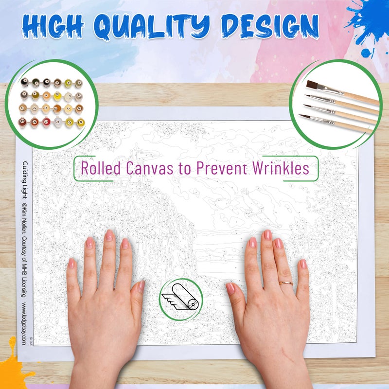 Ledgebay DIY Paint by Numbers Kit for Adults Unframed Canvas: Beginner to Advanced Paint by Numbers Kit Kits Include Acrylic Paint Set 4 Brushes & Tabletop Easel - (Guiding Light 16" x 20" Unframed) - Image 5