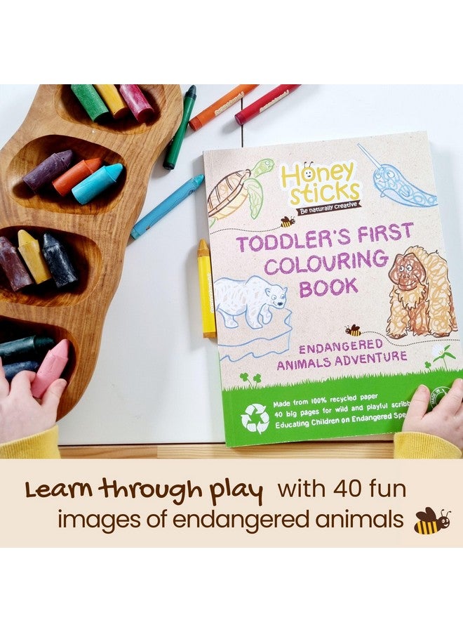 Honeysticks هونيستكس كتاب تلوين الأطفال الصغار الأول للأطفال من عمر 1-3، صور كبيرة لطيفة وبسيطة، 40 صفحة، كتاب تلوين مرح وتعليمي لمرحلة ما قبل المدرسة للأطفال من عمر 2-4 - Image 2