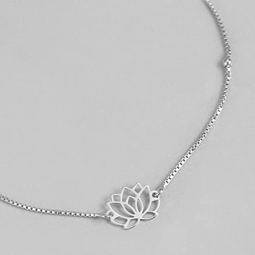 ZAVYA 925 Sterling Silver Designer Lotus Floral Rhodium Plated Adjustable Chain Anklet (Single) | Gift for Women & Girls | With Certificate of Authenticity & 925 Hallmark - Image 5